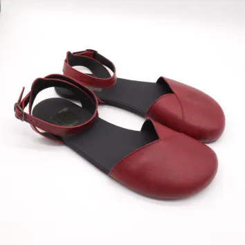 Ahinsa Shoes Women`s Ballerina foot Burgundy Sandals
