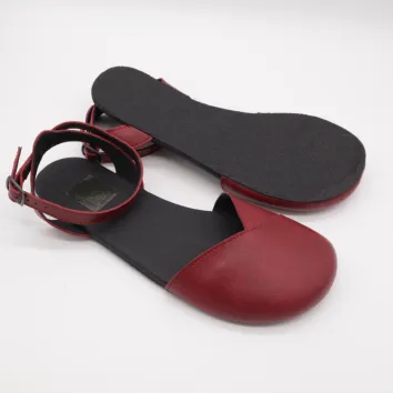 Ahinsa Shoes Women`s Ballerina foot Burgundy Sandals