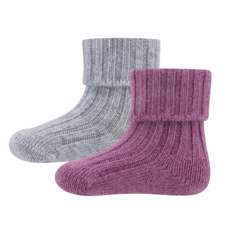 EWERS Socken GOTS Wolle Grau Pink 15-16