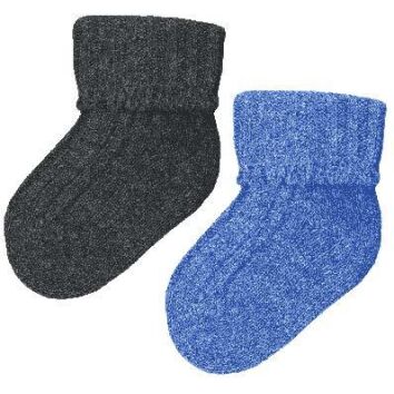 EWERS Socken GOTS Wolle Anthrazit Blau 15-16