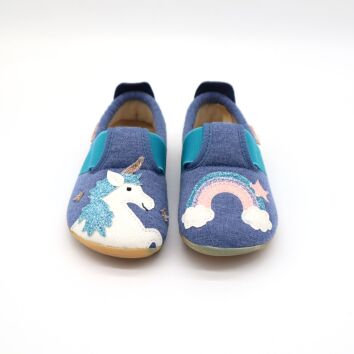 Living Kitzbühel Hausschuhe T-Modell Einhorn Blau 29