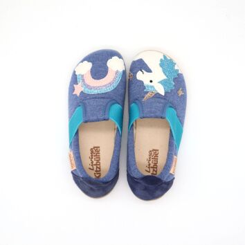 Living Kitzbühel Hausschuhe T-Modell Einhorn Blau 29