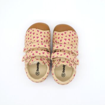 Bundgaard Barfußschuhe Petit Canvas Beige Hearts 22