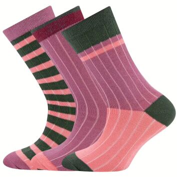 EWERS Socken 3er Pack Rippe Ringel pfirsich 39-42