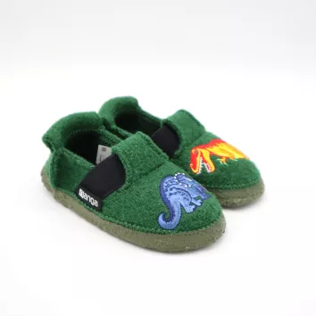 Nanga Hausschuh Dinos dunkelgrün