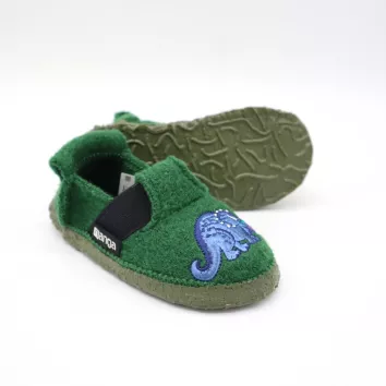 Nanga Hausschuh Dinos dunkelgrün