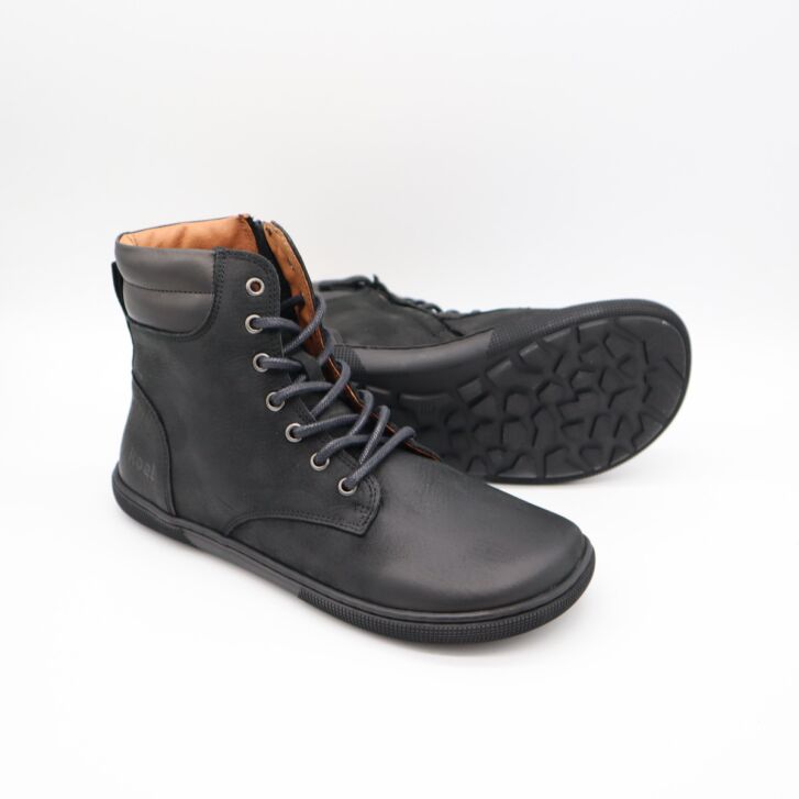 KOEL Barefoot Boots Teenager - MILAM Schwarz Mit Tex Membran, Leder Winterstiefel