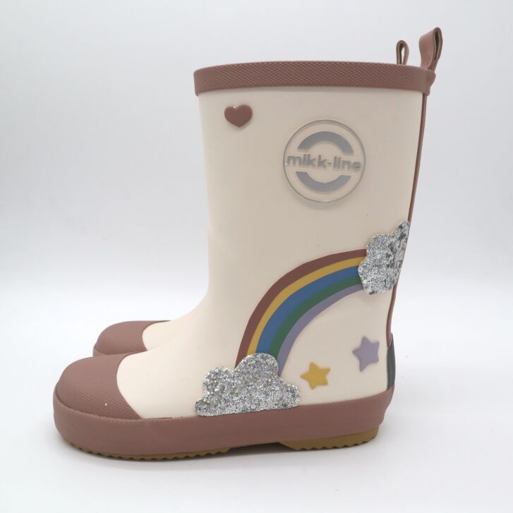 Mikk-Line Gummistiefel Rainbow Patch White Swan 25