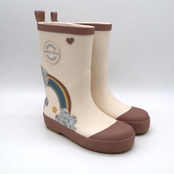 Mikk-Line Gummistiefel Rainbow Patch White Swan 25