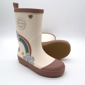 Mikk-Line Gummistiefel Rainbow Patch White Swan 25