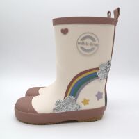 Mikk-Line Gummistiefel Rainbow Patch White Swan 25