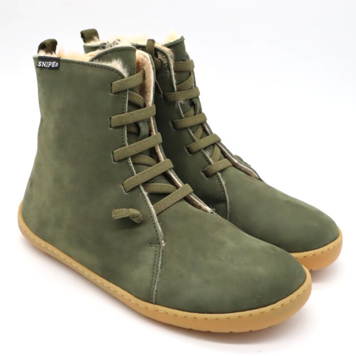 SNIPE Barfußschuh Winter-Boot Damen Kaki 41