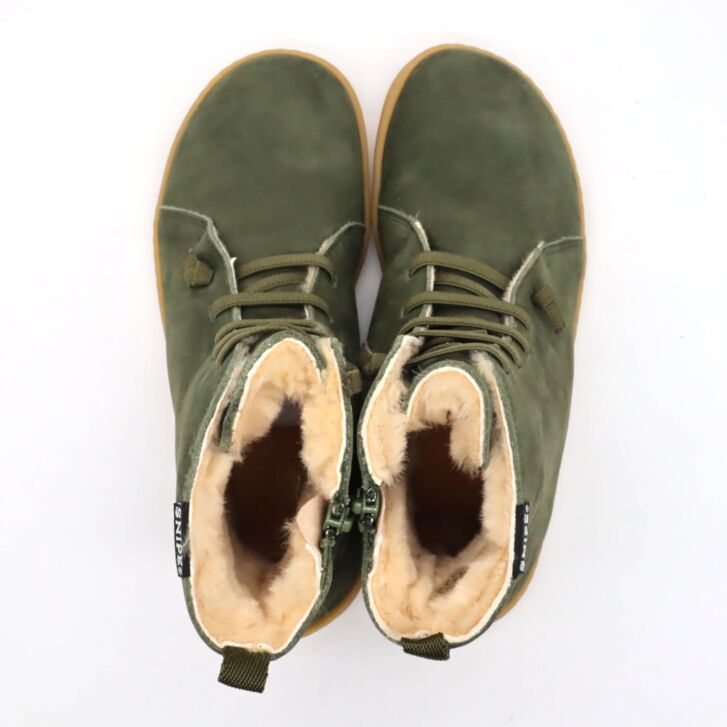 SNIPE Barfußschuh Winter-Boot Damen Kaki 41
