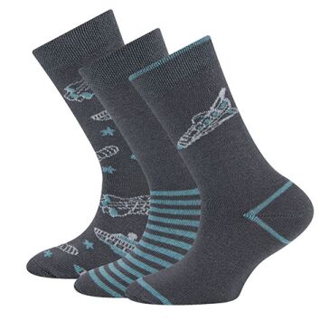 EWERS Socken 3er Pack Raumschiffe Steingrau