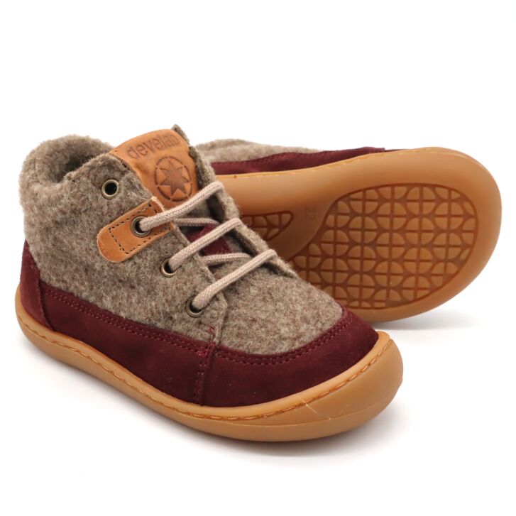 Develab Lauflern Schnürschuh Fleece Burgundy