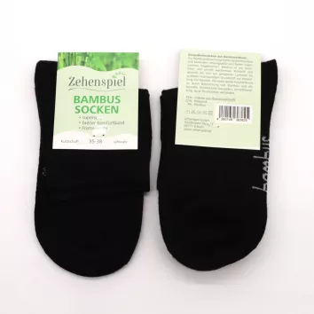 Zehenspiel Bambus-Socken Kurzschaft – 2 Paar, Schwarz