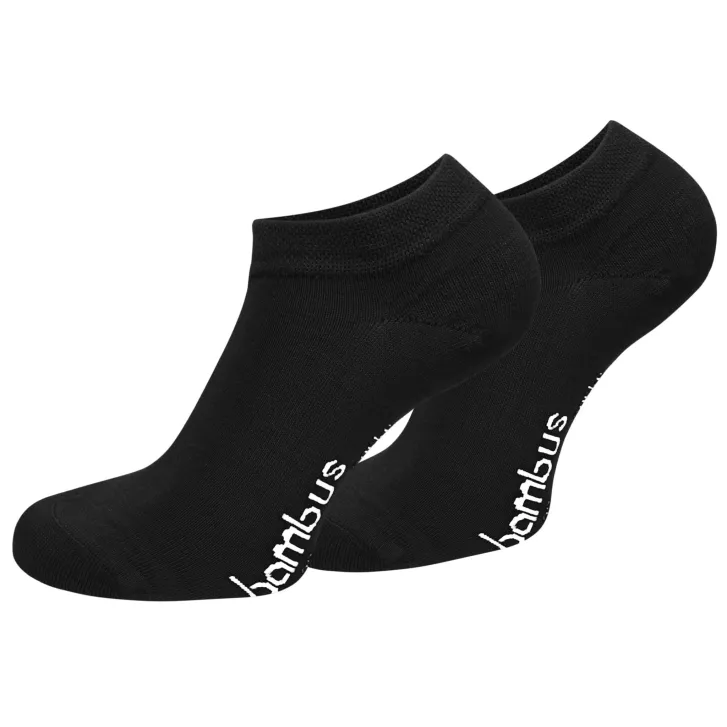 Zehenspiel Bambus-Sneakersocken – 2 Paar, Schwarz