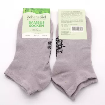 Zehenspiel Bambus-Sneakersocken – 2 Paar, Hellgrau